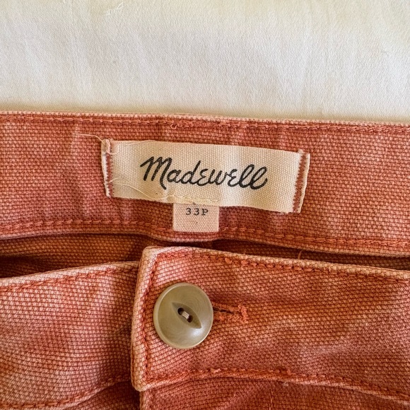 Madewell Slim Emmett Wide-Leg Crop Canvas Jeans Burnt Orange 33P - Picture 6 of 11